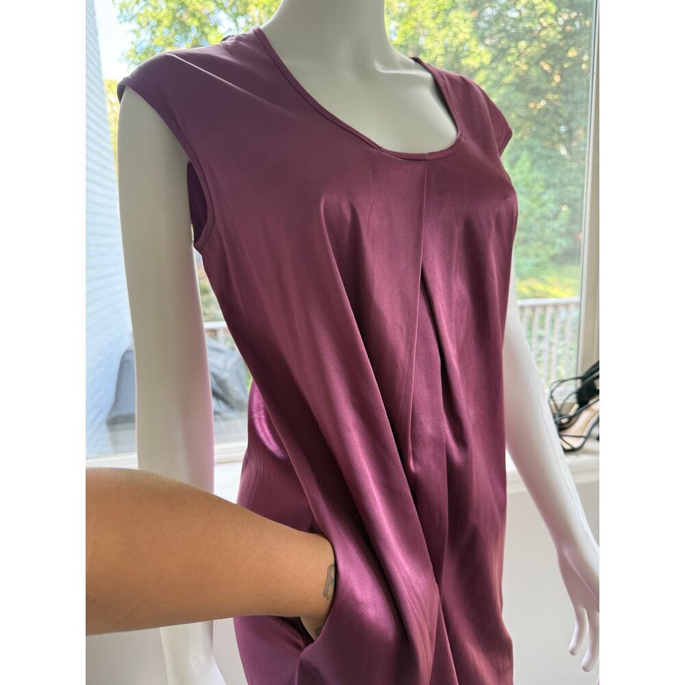Ann Taylor 94% Silk Berry Shift Dress Small Minimalist Cap Sleeve - Picture 6 of 15